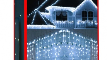 Ziemassvētku  lampiņas - lāstekas  300  LED  auksti  balts  31V