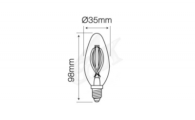 LED spuldze 4W, 488lm, 2700K, C35, Filament