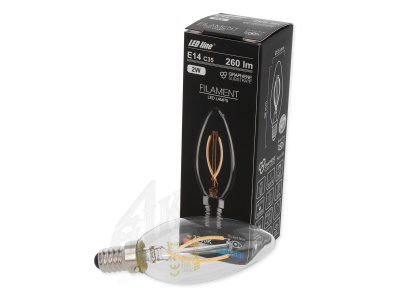 LED spuldze 2W, 260lm, 2700K, C35, Filament