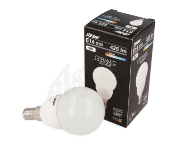 LED Spuldze 5W, 425lm, 2700K, E14, G50, Keramika