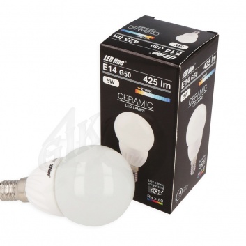 LED Spuldze 5W, 425lm, 2700K, E14, G50, Keramika