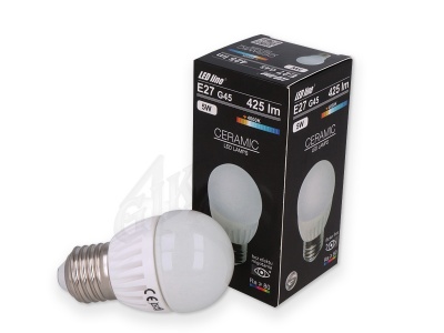 LED spuldze 5W, 425lm, 4000K, G45, Keramika