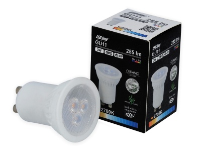 LED spuldze 3W, 255lm, 2700K, GU11, Keramika