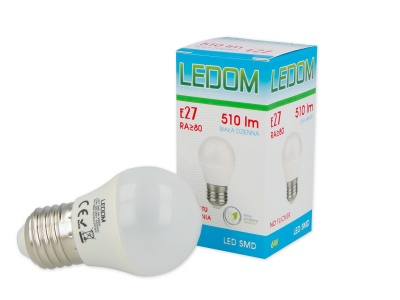 LED spuldze 6W, 510lm, 3000K, E27, A45