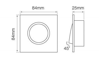 Iebūvējams ietvars spuldzēm ⌀50mm, grozāms, balts, kvadrāts