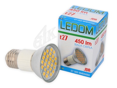 LED spuldze 5W, 450lm, 2700K, E27, JDR