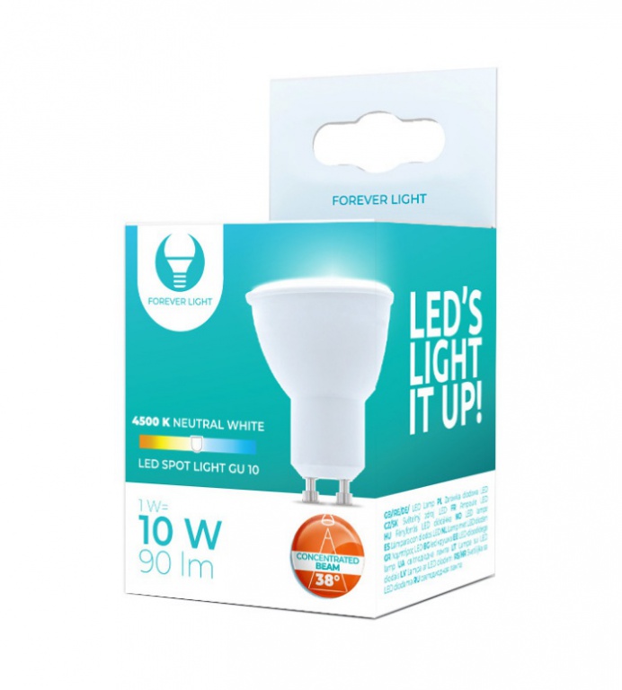 LED GU10 1w 90Lm 4500K 38* spuldze