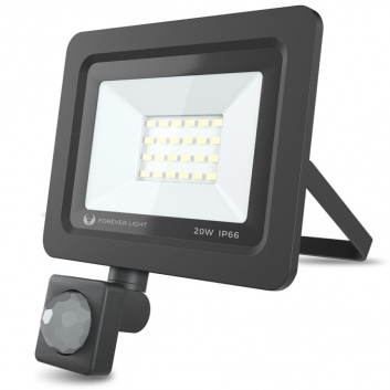 Prožektors ar augstu mitruma un triecienizturību un PIR sensoru 20w, 1600Lm, 4500K, IP65