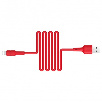 BRA008037  Sarkans  silikona  vads  USB-USB-Lighting  1m-2,4A