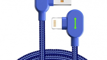 90* zilas  krāsas  CA-4677  vads  USB-Lighting  1,2m  2A