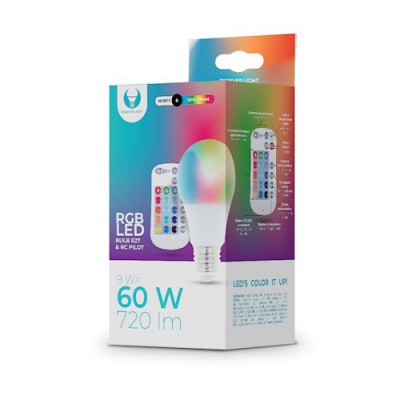 RTV003564  Led  RGB  E27  A60  spuldze  ar  tālvadības  pulti