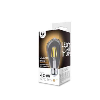 E27  4w  ST64  led filament  spuldze  caurspīdīga