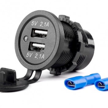 Ūdensizturīgs  telefona  lādētājs  2xUSB  12/24V  MOD-04
