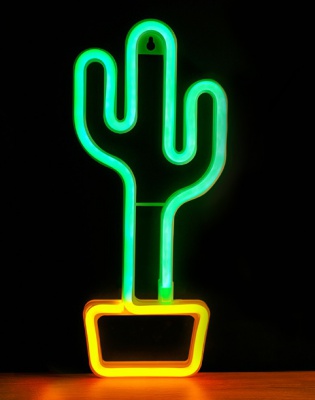 Neona  LED gaisma  CACTUS  oranži zaļa  Bat+ USB FLNEO2