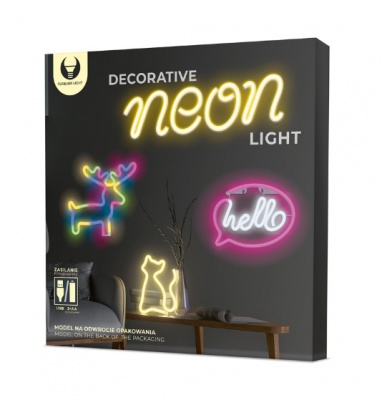 Neona  LED  gaisma  HELLO  rozā  balts  Bat + USB  FLNE15