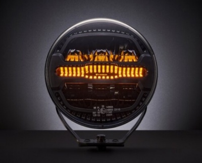 LED  tālo  gaismu  papildlukturis   ar  dinamisko  divu  gabarītgaismu  un  brīdinājuma  gaismu, 9 collas