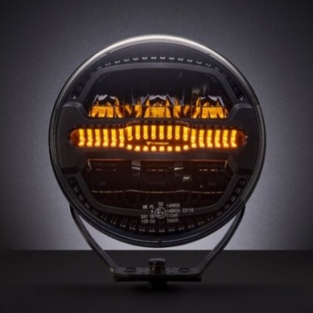LED  tālo  gaismu  papildlukturis   ar  dinamisko  divu  gabarītgaismu  un  brīdinājuma  gaismu, 9 collas