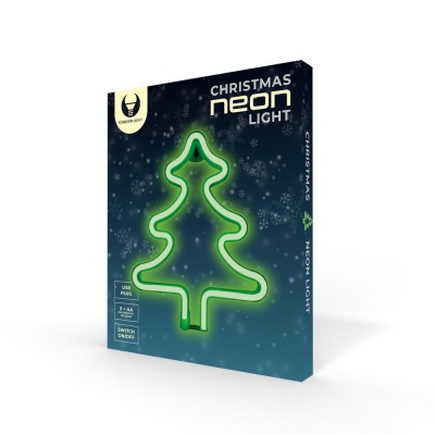 Neona  LED  ZIEMASSVĒTKU  EGLĪTE  zaļa  baterijas + USB  FLNE16
