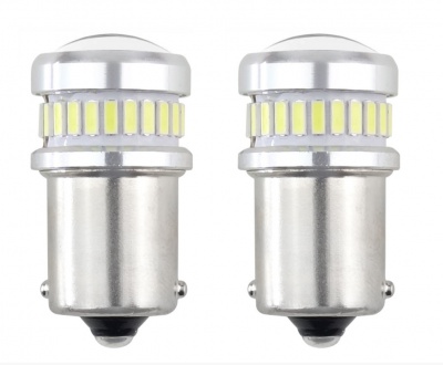 Autospuldzes  LED  CANBUS  3014  24SMD + 3030 6SMD  1156  BA15S  P21W  R10W  R5W  Balta 12V/24V (2gab)