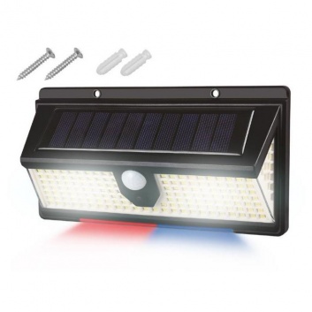 Solārais  LED  gaismeklis  172 LED  SMD  white  18 SMD  blue-red, 2000lm  PIR  IP65  2400mAh