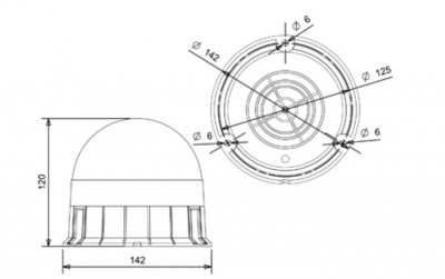 LED  bākuguns  1603-414001  3  skrūvju  stiprinājums