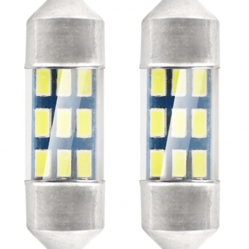 LED  standarta auto spuldzes  3014 9SMD  Festoon  C5W  C10W  C3W  31mm White 12V (2gab)