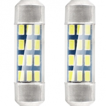 LED standarta  auto  spuldzes  3014  12SMD  Festoon  C5W  C10W  C3W  36mm  White  12V (2gab)