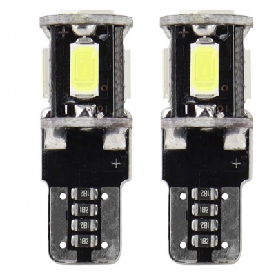 AMIO  LED  CANBUS  5SMD  5730  T10  (W5W)  White  auto spuldzes  (2gab)