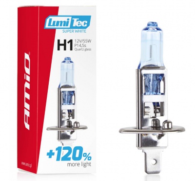 Halogen  spuldze  H1 12V 55W LumiTec Super White +120%  02135