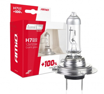 Halogen  spuldzes  H7 12V 55W LumiTec SILVER +100% DUO  01403