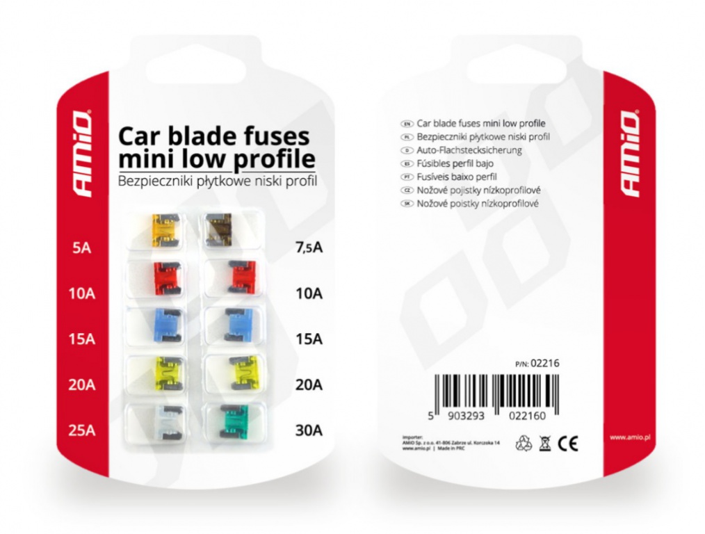 Zema profila MINI auto drošinātāji 02216