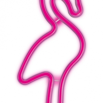 Neona  LED  gaismas  dekors  Flamingo  rozā  Bat + USB  FLNE18