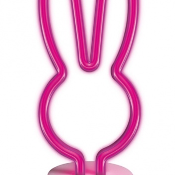 Neona  LED  dekors  uz  statīva  RABBIT  rozā  USB  FSNE04