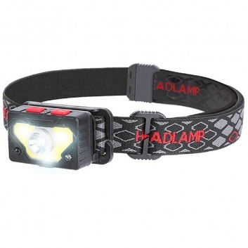LED XPG 5W + COB 5W  galvenais  lukturis,  kustības  sensors, 1200mAh  akumulators,  USB  uzlāde