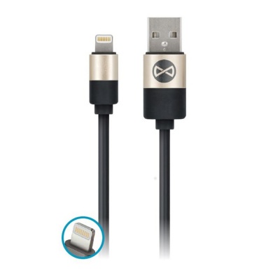 Moderns  USB  kabelis - Lightning  1,0 m  2A  melns