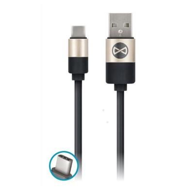 Moderns  kabelis  USB - USB-C  1,0 m  2A melns