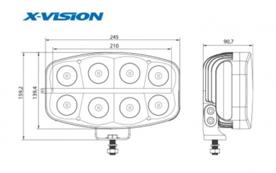 X-VISION  QUADRATOR  LED tālo  gaismu  papildlukturis  1605-NS3735