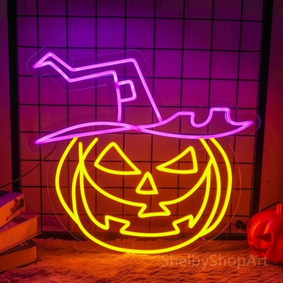 Neona  PLEXI  LED  PUMPKIN   WITCH  violets  oranžs  FPNE17