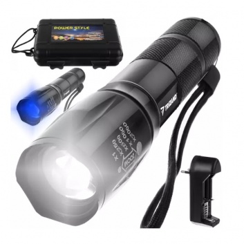 LED  taktiskais  lukturis  2in1 XPE  UV  Trizand  21634