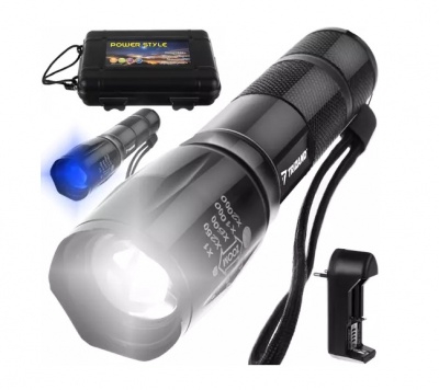 LED  taktiskais  lukturis  2in1 XPE  UV  Trizand  21634
