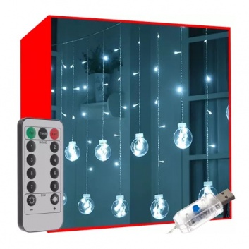 108  LED  USB  gaismas  aizkars - vēsi  balts  KŚ19770