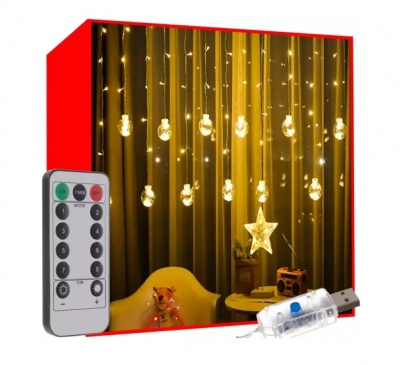 Gaismas  aizkars  108 LED  USB  silti  balts  KŚ19736
