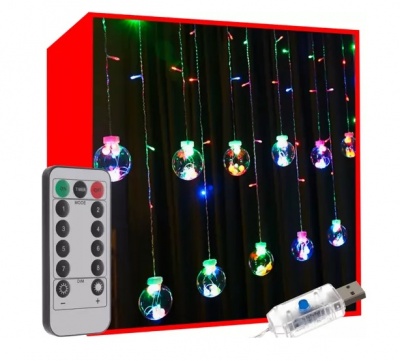 Gaismas  aizkars  108  LED  USB  daudzkrāsains  KŚ19734