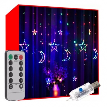 Gaismas  aizkars  138  LED  USB- daudzkrāsains  KŚ19754
