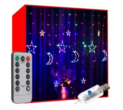 Gaismas  aizkars  138  LED  USB- daudzkrāsains  KŚ19754