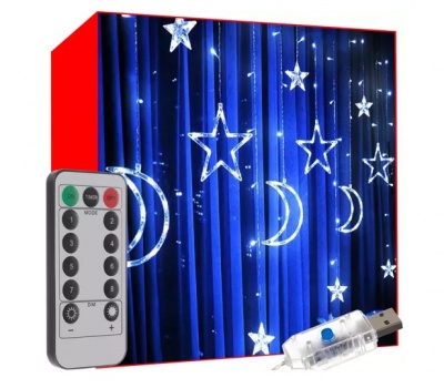 Gaismas  aizkars  138  LED  USB - auksti balts  KŚ19756