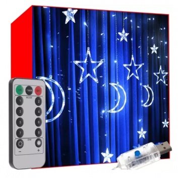 Gaismas  aizkars  138  LED  USB - auksti balts  KŚ19756