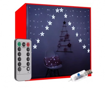 Gaismas  aizkars  136 LED  USB  auksti  balts  KŚ19740
