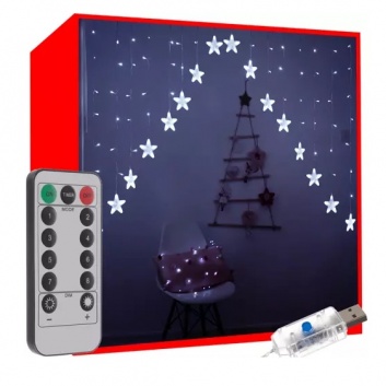 Gaismas  aizkars  136 LED  USB  auksti  balts  KŚ19740