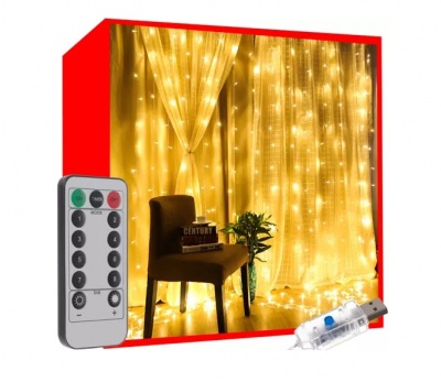 Gaismas  aizkars  300  LED  USB - silti  balts  KŚ19768